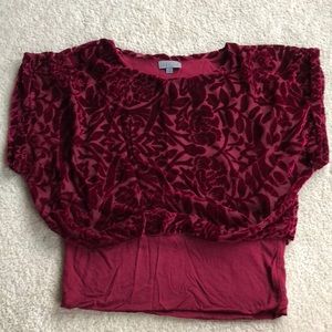 Maroon velvet dolman top